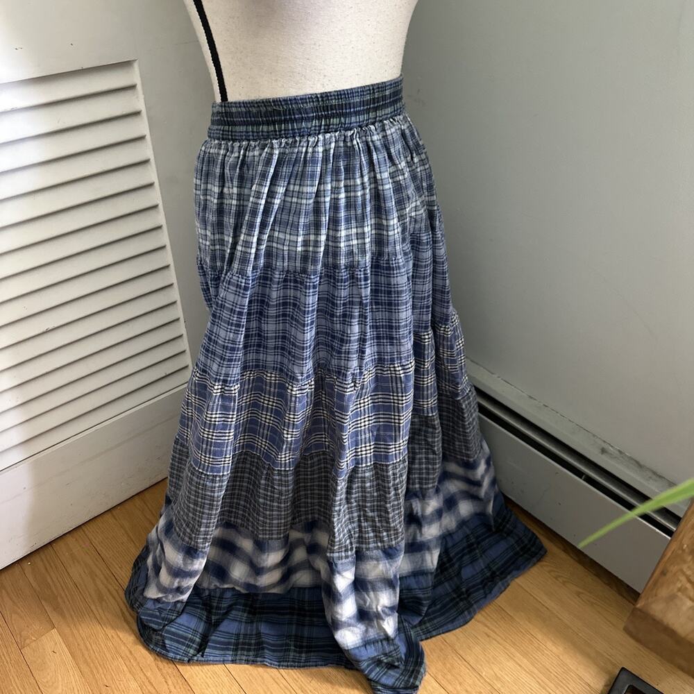 Vintage St Johns Bay Maxi Skirt Womens Medium Blue Patchwork Peasant Boho Chic - Picture 3 of 10